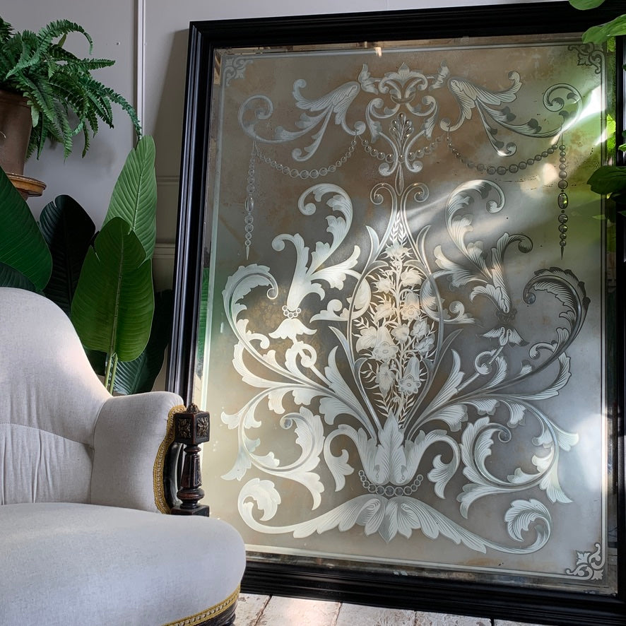 Exceptional late 19th Century Etched & Bevelled pub mirror