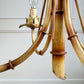Mid Century Italian Faux Bamboo Palm Tole Chandelier 1950's
