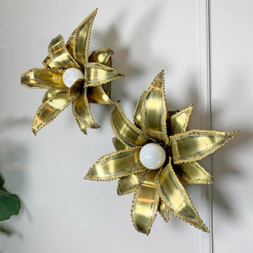 Pair of Maison Jansen Flower Wall Lights