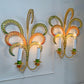 1970's Polychrome Feather Frond Wall Lights