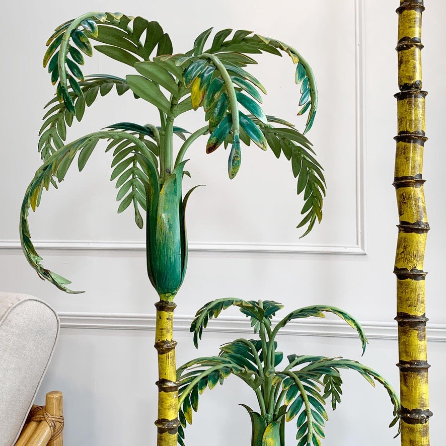 Polychrome Green Palm Tree Floor Lamp France 1940's