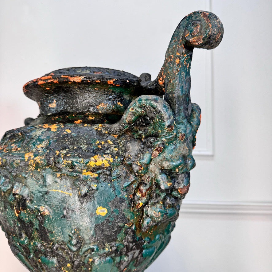 Antoine Durenne Foundry Satyr Mask Cast Iron Urn