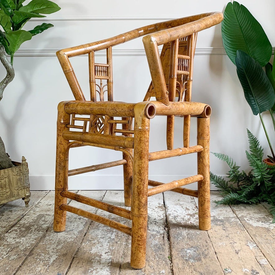 Mid Century Taiwanese Hand Made Bamboo Armchair