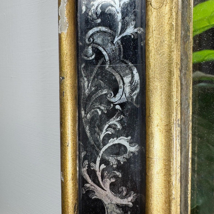 Late 19th Century Gilt and Black Eglomise Wall Mirror