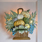 1950's French Toleware Polychrome Painted Basket of Fruit and Flowers Wall Light