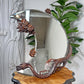 Gabriel Viardot 19th Century Carved Wooden Dragon Crescent Mirror