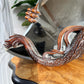Gabriel Viardot 19th Century Carved Wooden Dragon Crescent Mirror