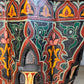 Mid Century Moroccan Painted Red Wooden Star Table