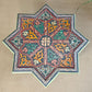 Mid Century Moroccan Painted Red Wooden Star Table