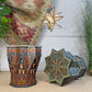 Mid Century Moroccan Painted Red Wooden Star Table