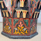Mid Century Moroccan Painted Red Wooden Star Table