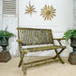 Mossy Folding Wooden Garden Bench vintage