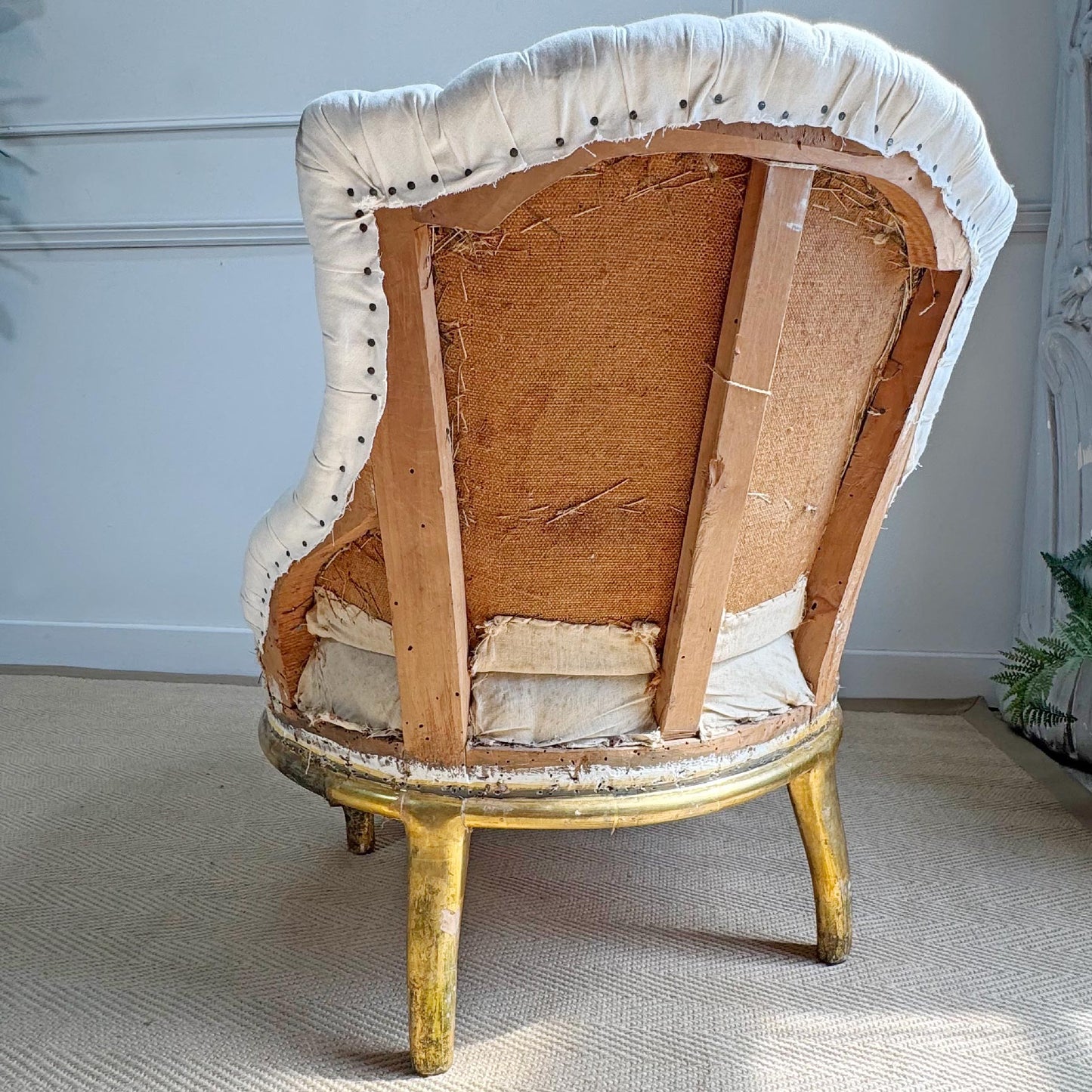 Pair of Napoleon III 19th Century French Giltwood Crapaud (toad) Chairs