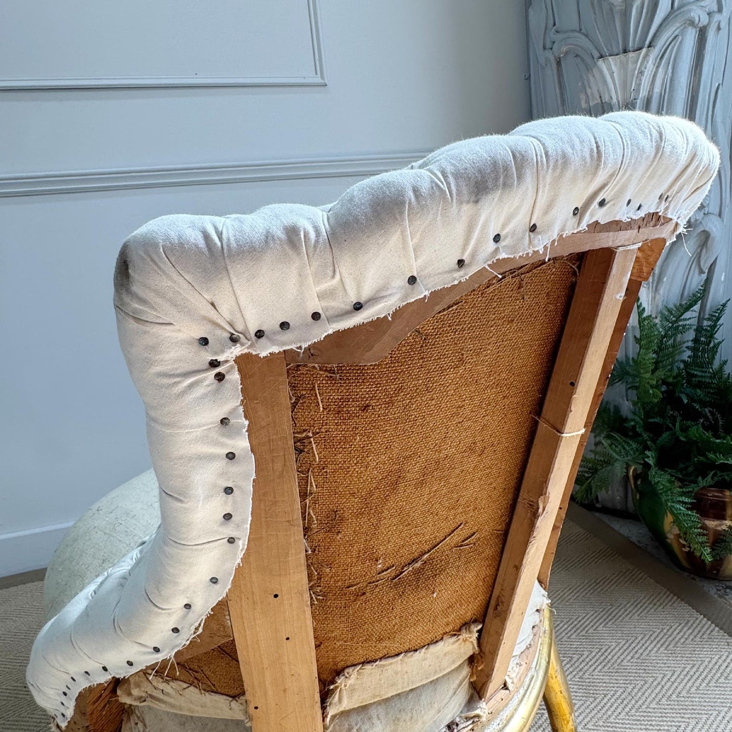 Pair of Napoleon III 19th Century French Giltwood Crapaud (toad) Chairs