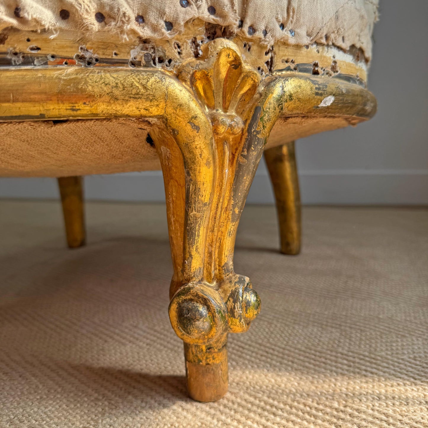 Pair of Napoleon III 19th Century French Giltwood Crapaud (toad) Chairs