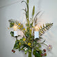 Salvadori Wild Flowers and Fruit Bouquet Tole Wall Light Italy 1960's