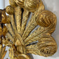 Stunning Pair of Large Ostrich Feather Plume Giltwood Wall Lights Italian 1950's
