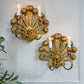 Stunning Pair of Large Ostrich Feather Plume Giltwood Wall Lights Italian 1950's