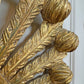 Stunning Pair of Large Ostrich Feather Plume Giltwood Wall Lights Italian 1950's