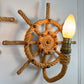 Audoux Minet an Exceptionally Rare Pair of Ships Wheel Rope Wall Lights France 1960's