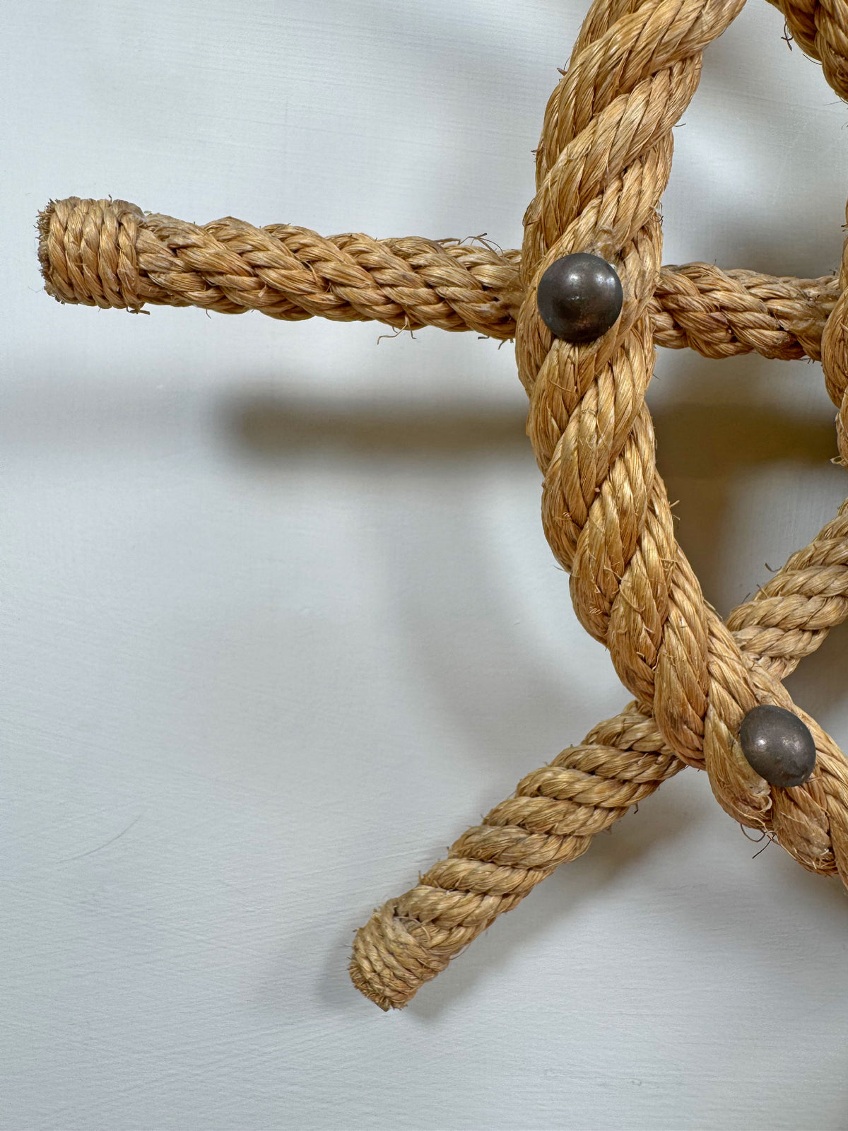 Audoux Minet an Exceptionally Rare Pair of Ships Wheel Rope Wall Lights France 1960's