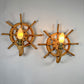 Audoux Minet an Exceptionally Rare Pair of Ships Wheel Rope Wall Lights France 1960's