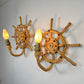 Audoux Minet an Exceptionally Rare Pair of Ships Wheel Rope Wall Lights France 1960's
