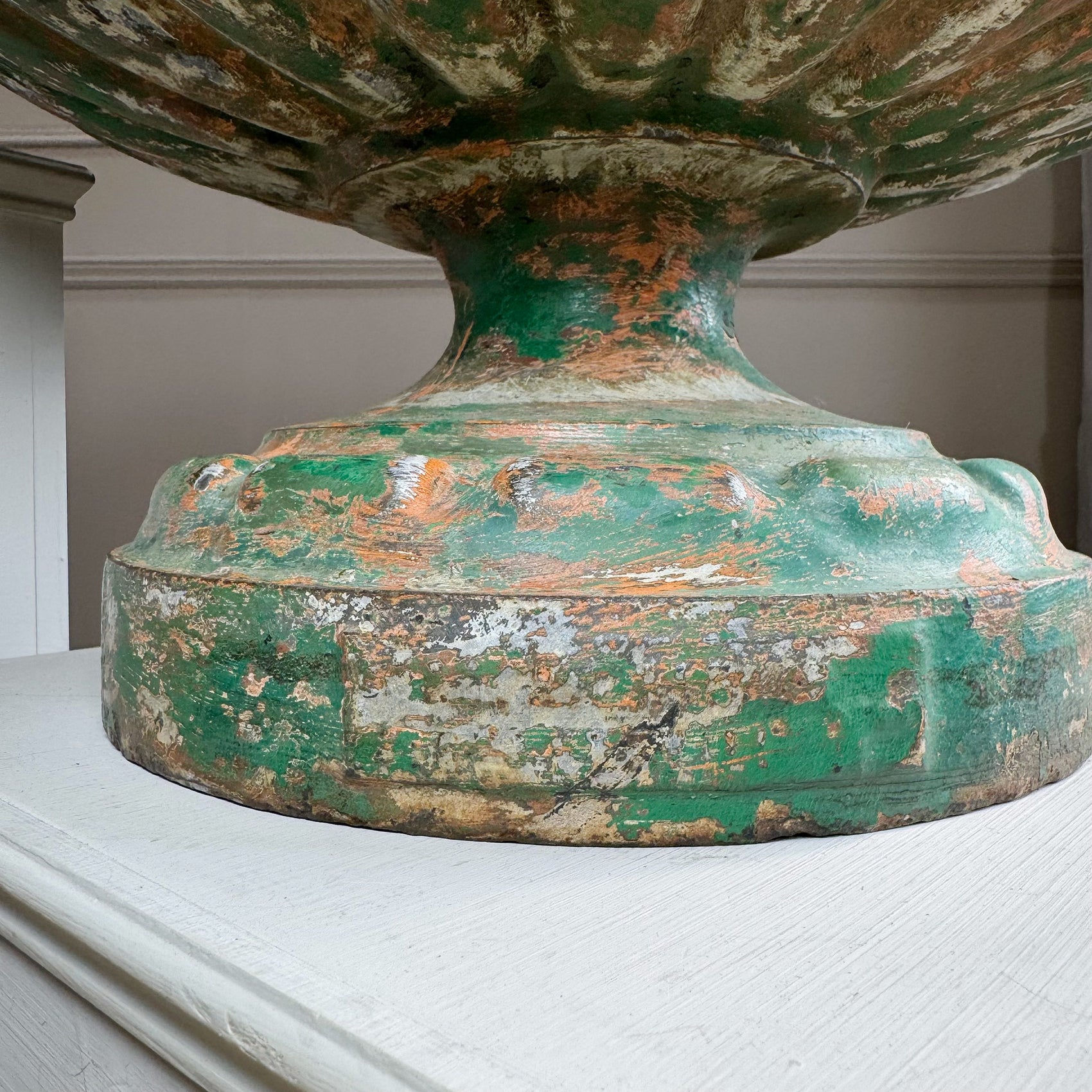 Pair Of French 19th Century Green Cast Iron Garden Urns By Alfred Corneau