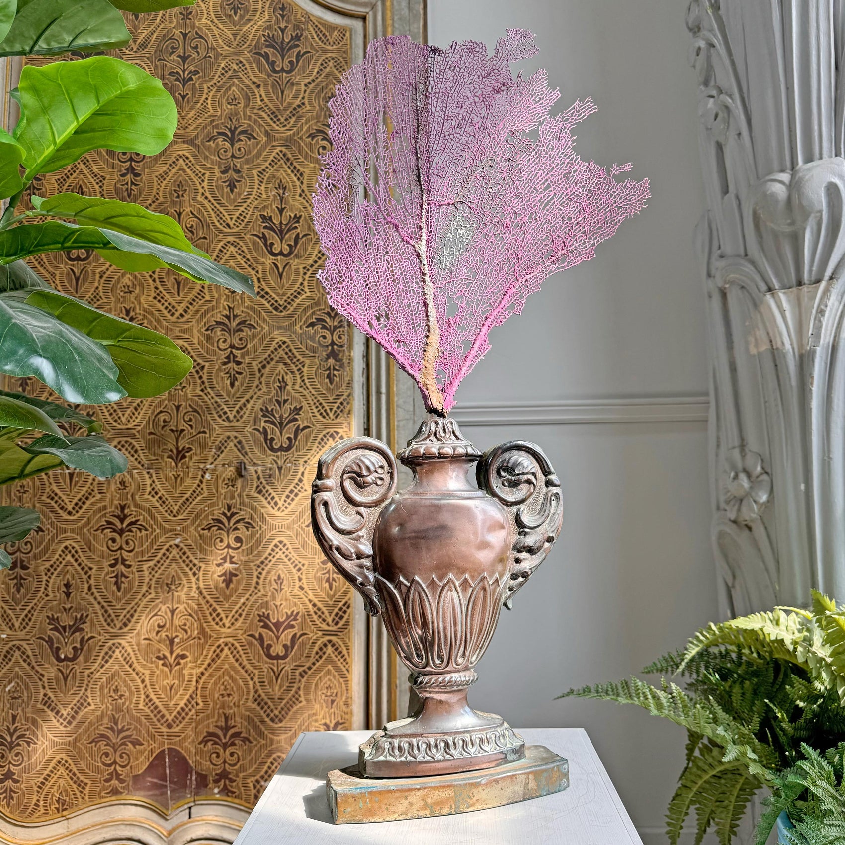 18th Century Wood and Copper Altar Vase Italian