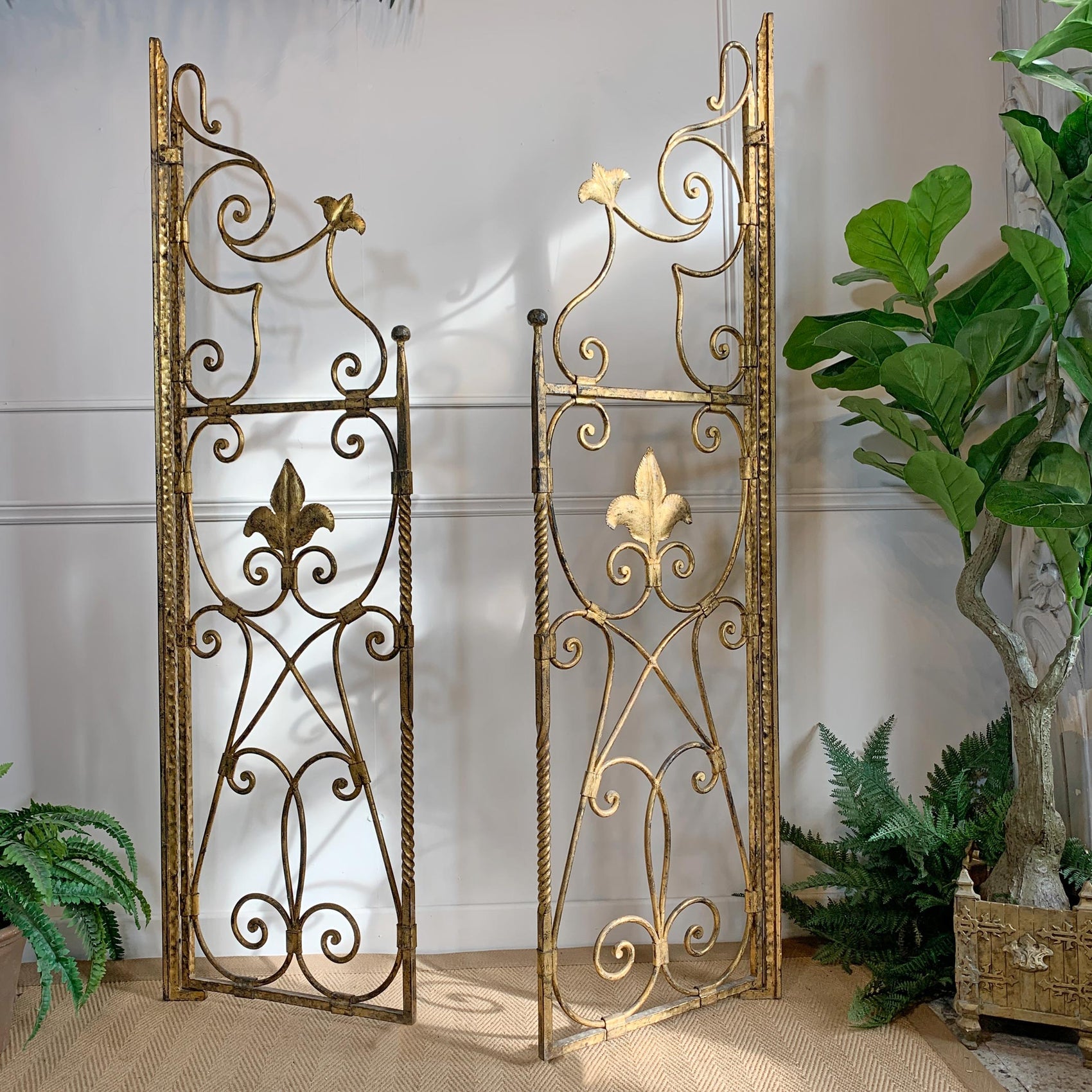 Pair of Wrought Iron Gilt Spanish Altar Gates