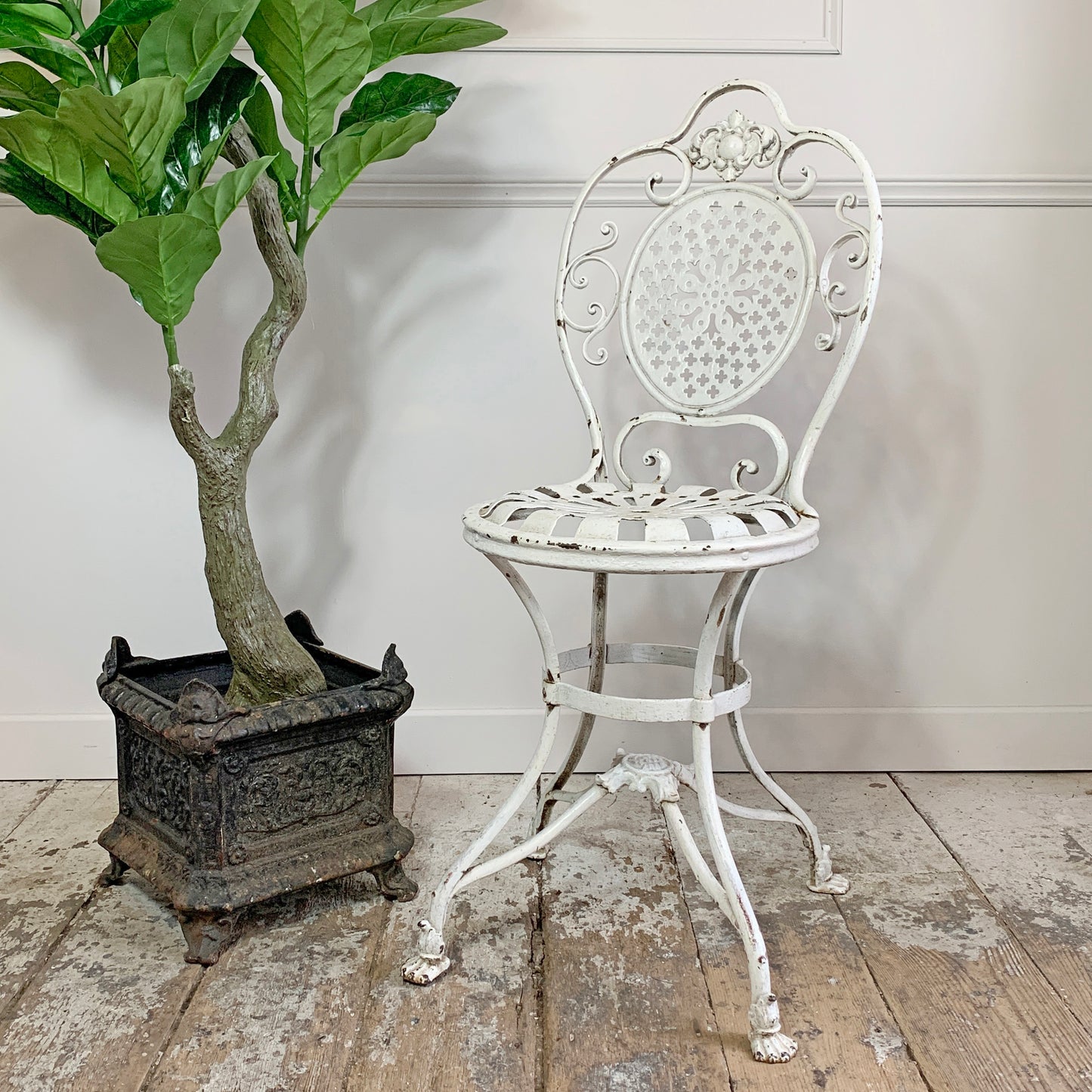 19th Century White Lions Paw Arras Orangery Chair