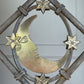 Art Deco Brass and Wrought Iron Moon and Stars Ceiling Light