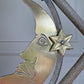 Art Deco Brass and Wrought Iron Moon and Stars Ceiling Light