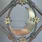 Art Deco Brass and Wrought Iron Moon and Stars Ceiling Light