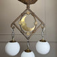 Art Deco Brass and Wrought Iron Moon and Stars Ceiling Light