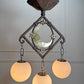 Art Deco Brass and Wrought Iron Moon and Stars Ceiling Light