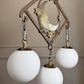 Art Deco Brass and Wrought Iron Moon and Stars Ceiling Light