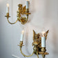Pair of Late 19th Century Gilded Bronze Female Griffin Empire Wall Lights