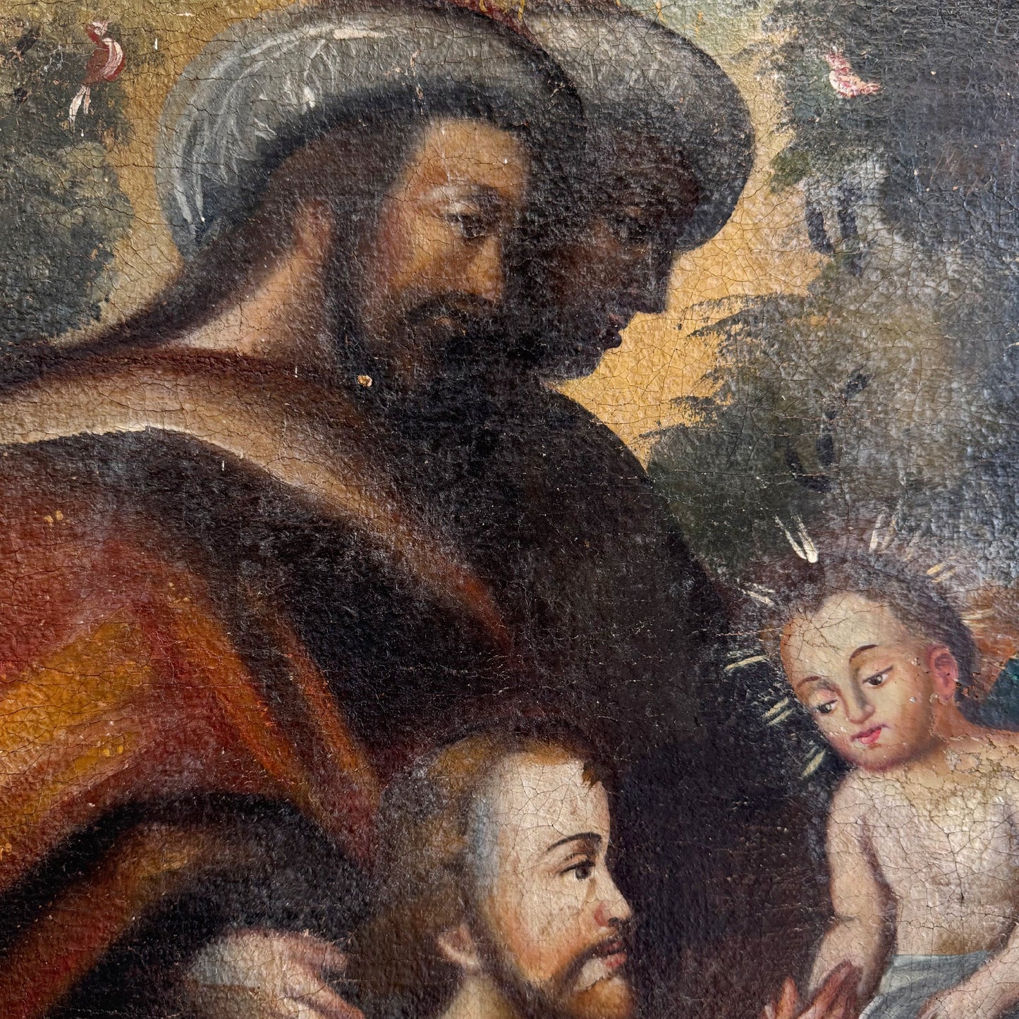 19th Century Cuzco School Painting of Madonna and Child with the Three Kings