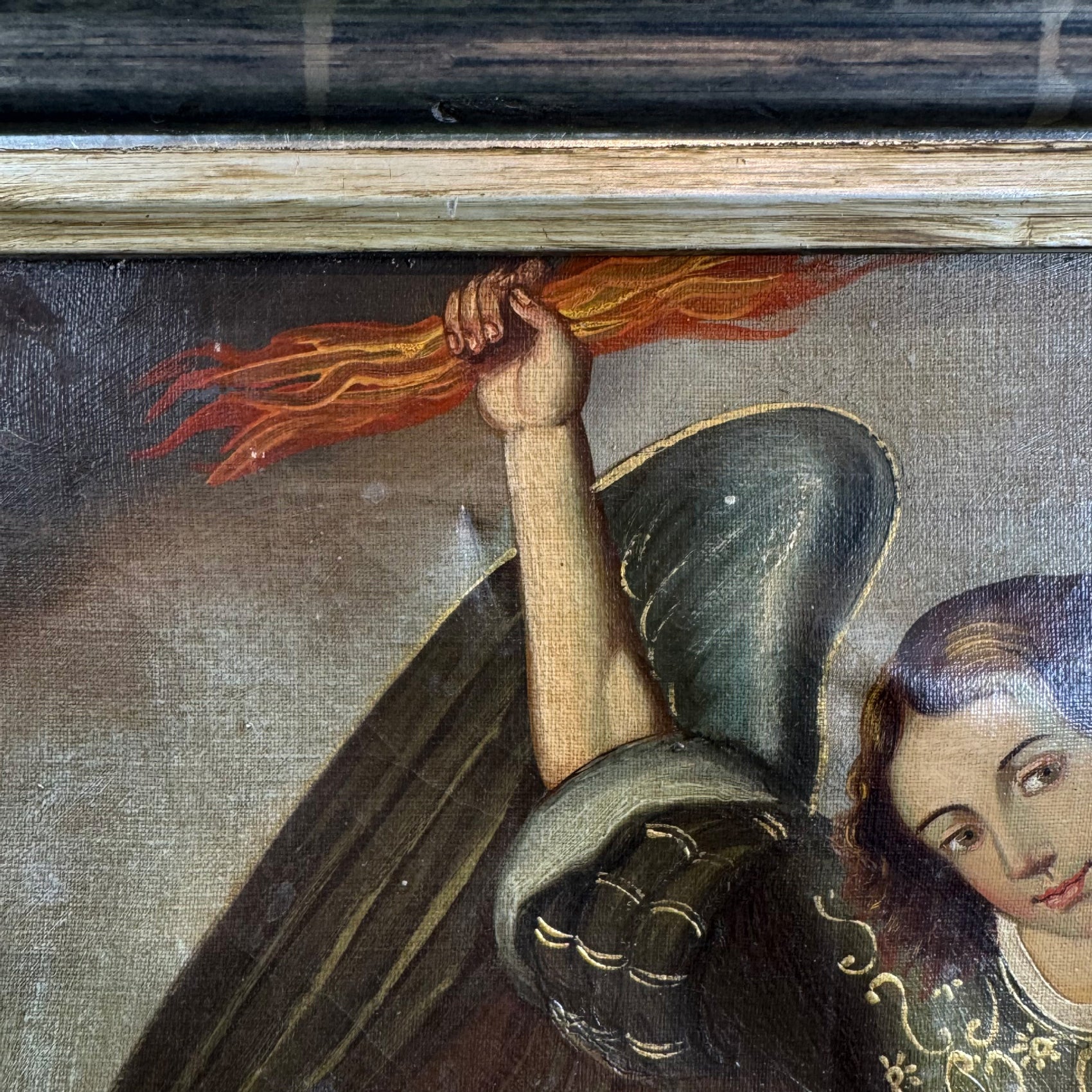 19th Century Cuzco School Oil on Canvas of Archangel Zadkiel