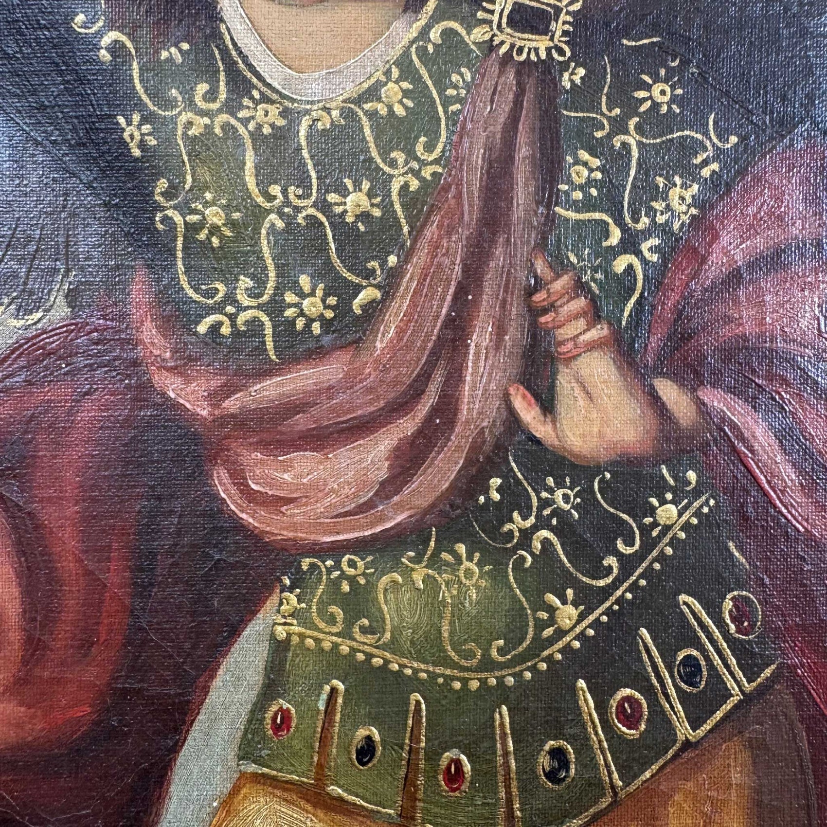 19th Century Cuzco School Oil on Canvas of Archangel Zadkiel