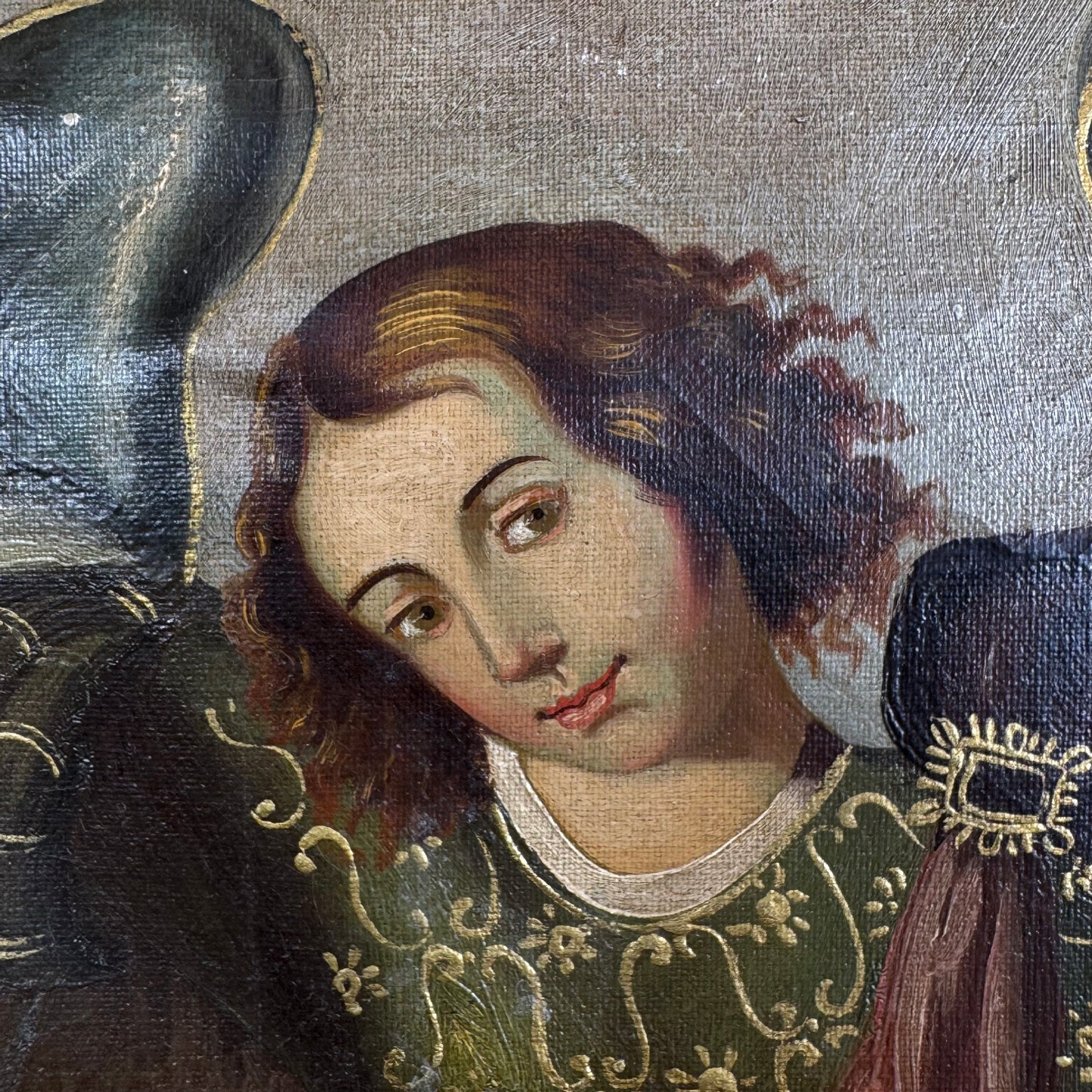 19th Century Cuzco School Oil on Canvas of Archangel Zadkiel