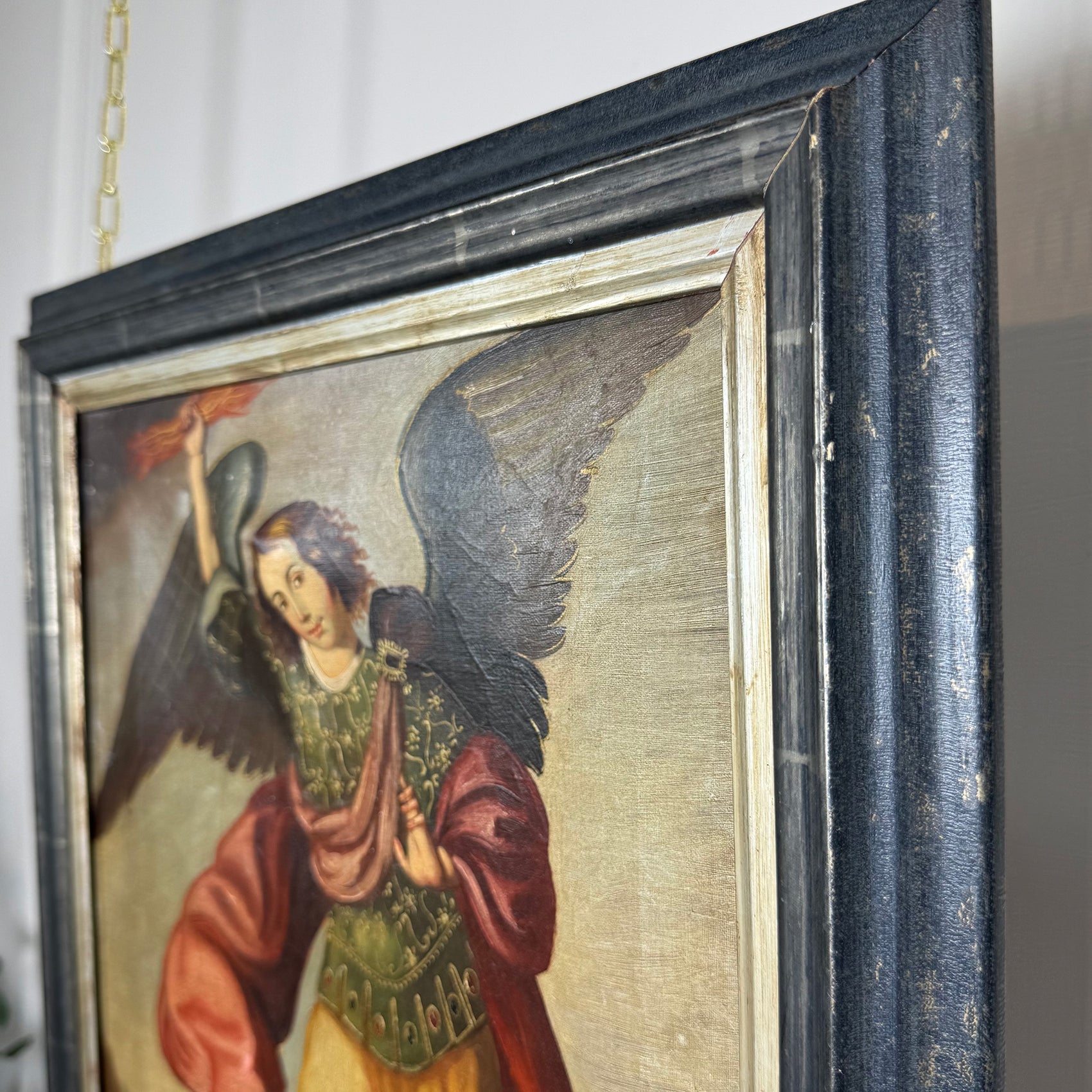 19th Century Cuzco School Oil on Canvas of Archangel Zadkiel