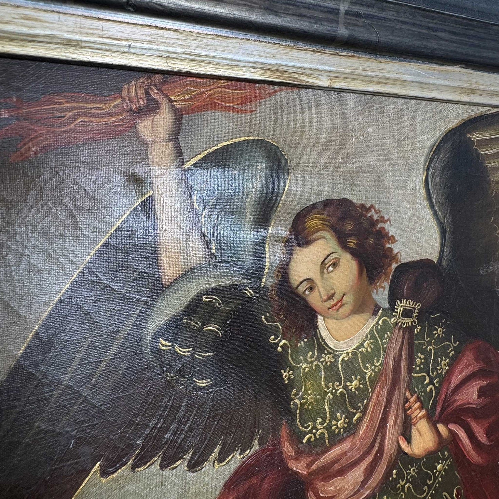 19th Century Cuzco School Oil on Canvas of Archangel Zadkiel