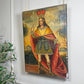 19th Century Cuzco Oil on Canvas of an Incan King Holding aloft Two Scepters