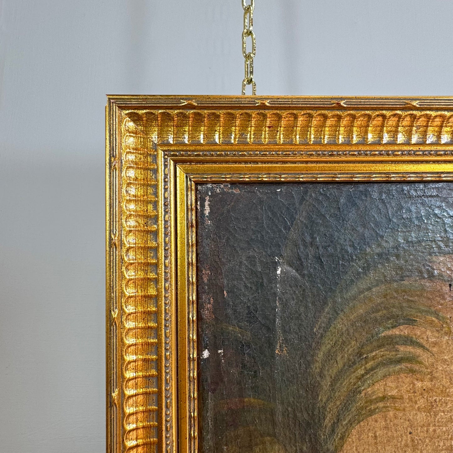 19th Century Cuzco Oil Painting On Canvas Of St Christopher Carrying the Christ Child