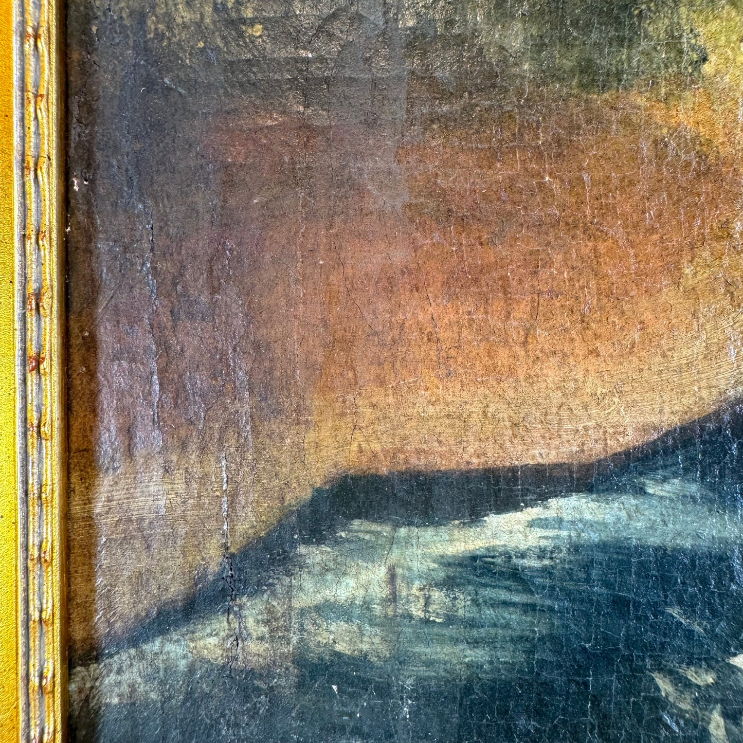 19th Century Cuzco Oil Painting On Canvas Of St Christopher Carrying the Christ Child