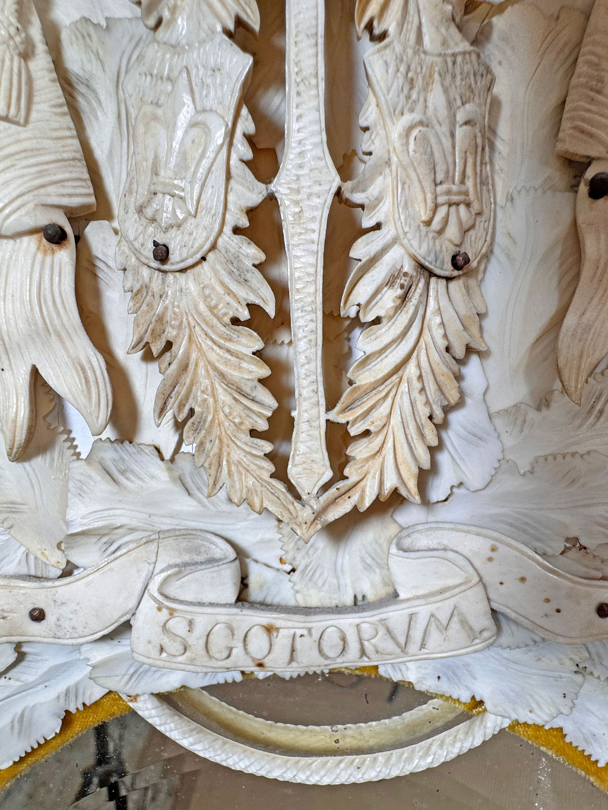 An Exceptional 19th-Century French Dieppe Carved Bone Wall Mirror