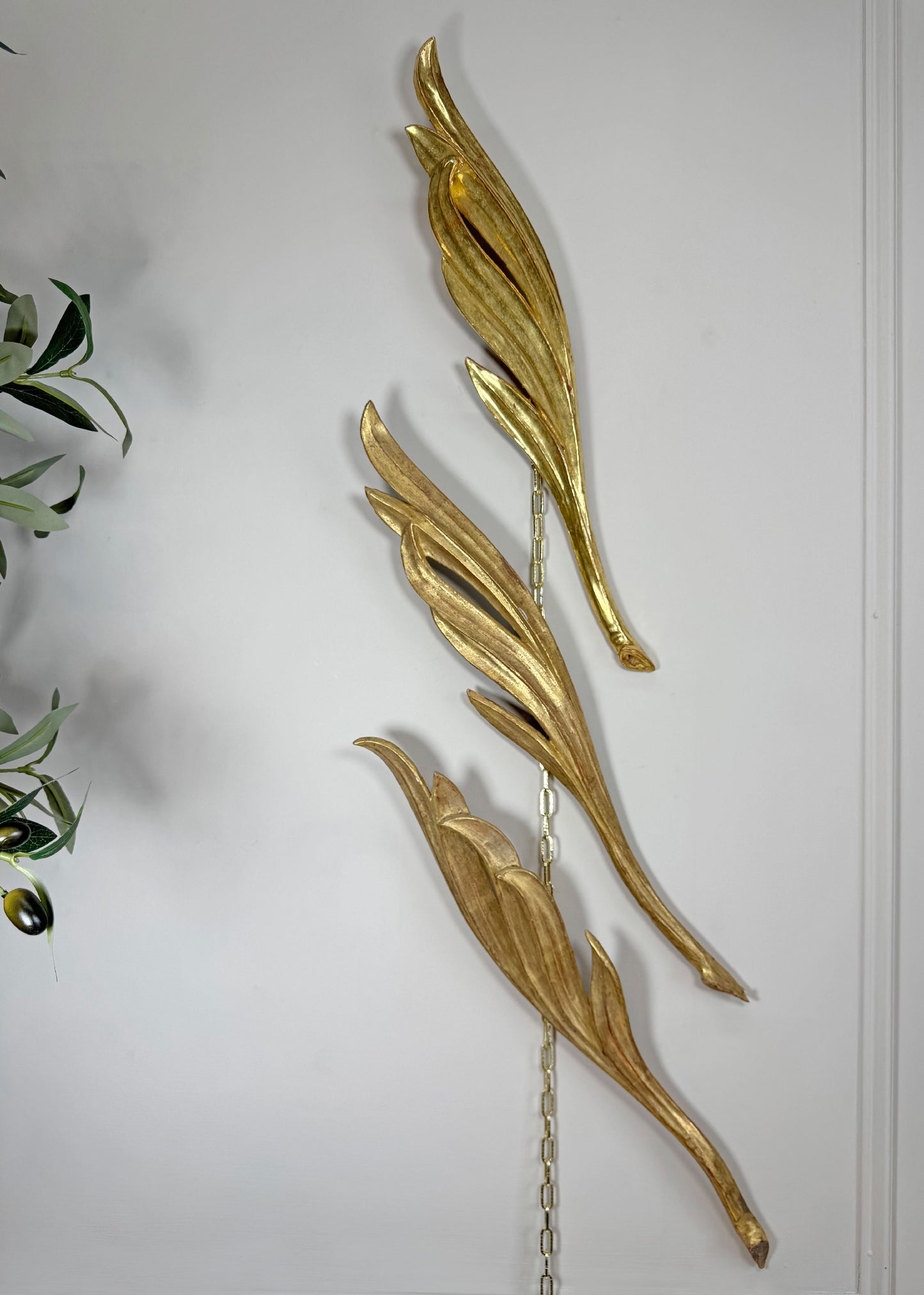 Set of Three 18th Century Giltwood Leaf Fragments