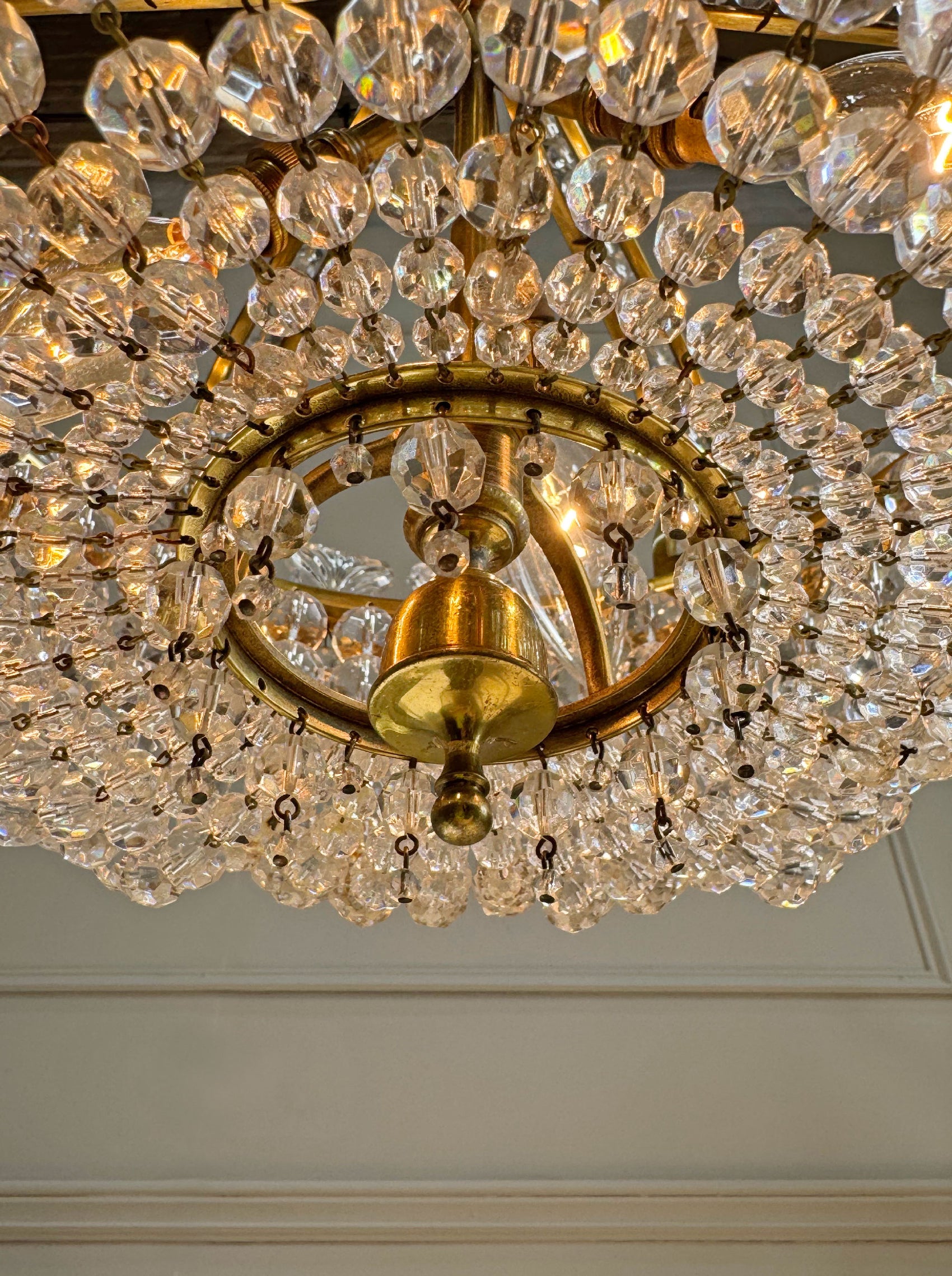 An Exceptionally Rare and Elegant French Empire Crown and Basket Crystal Chandelier Circa 1900–1910